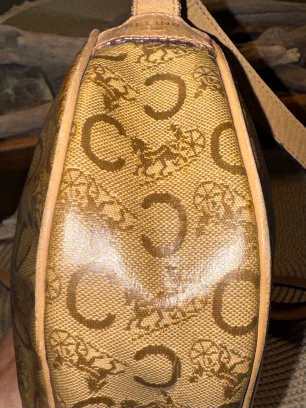 Celine Brown Monogram Crossbody with Tan Trim - Picture 6 of 13